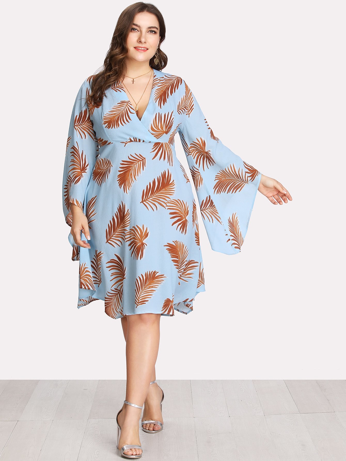 palm leaf wrap dress