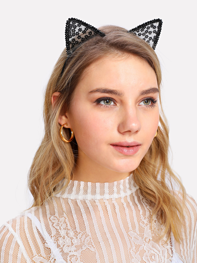 

Cat Ear Mesh Headband, Black