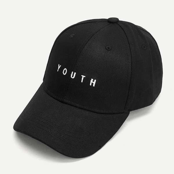 

Embroidered Letter Baseball Cap, Black
