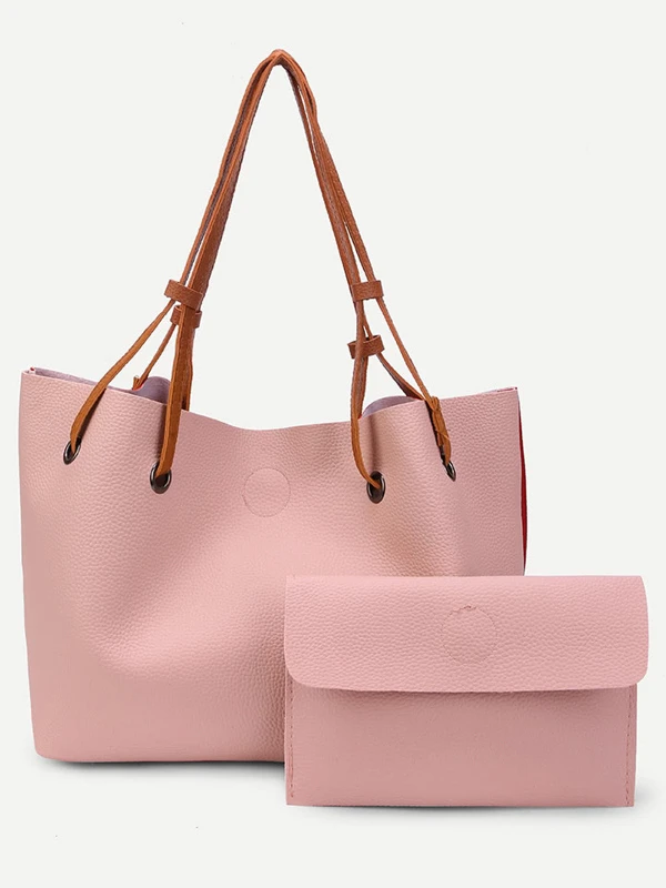 Pu Drawstring Tote Bag With Clutch Pu Drawstring Tote Bag With Clutch
