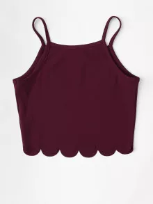 SHEIN Privé Top corto de tirantes con bajo festoneado - Burdeos - Ver 2