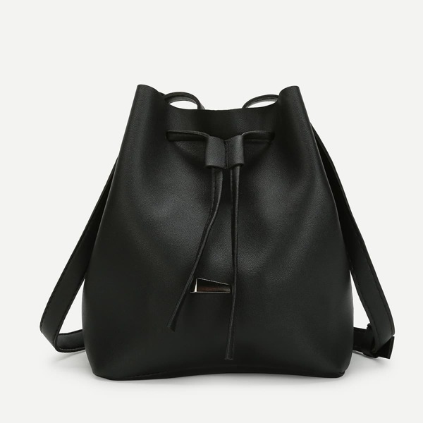 

Drawstring Bucket Bag, Black