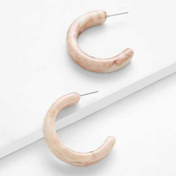 

Arc Design Drop Earrings 1pair, Pink