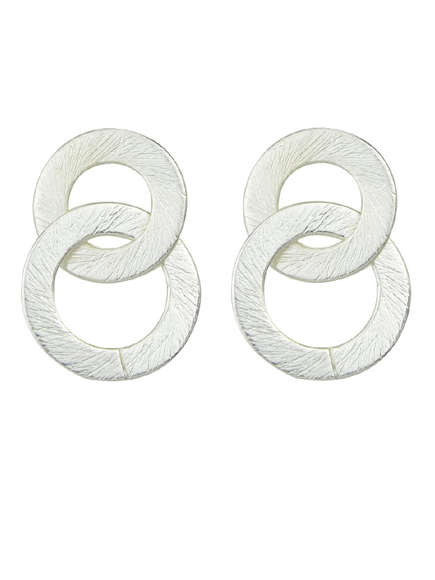

Silver Double Round Circle Shape Drop Earrings