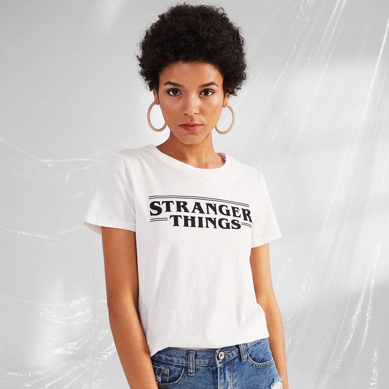 

Letter Print T-shirt, White