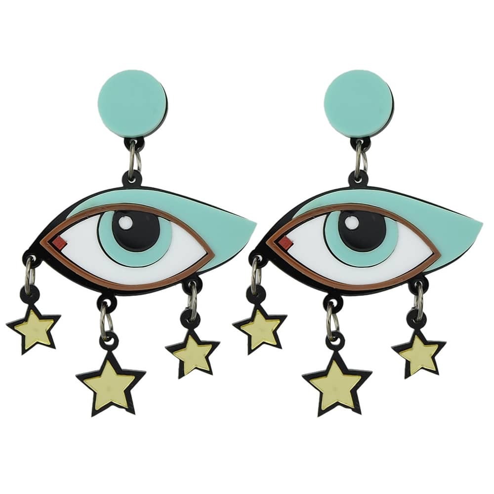 

Acrylic Star Eye Hanging Earrings, Blue