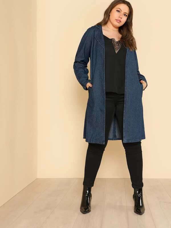 denim duster coat plus size