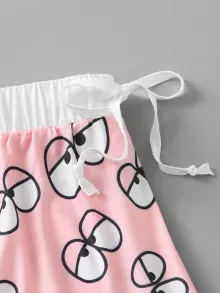 卡通眼睛印花T+長褲睡衣套裝 - 彩色 - 查看 5