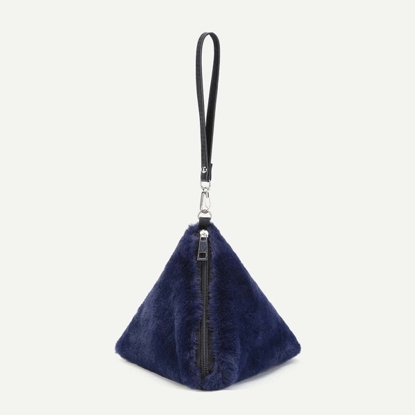 

Pyramid Design Faux Fur Wristlet Wallet, Navy