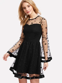 Shein 2 In 1 Kleid Mit Stern Netzstoff Aktuelle Trends Gunstig Kaufen Shein Deutschland