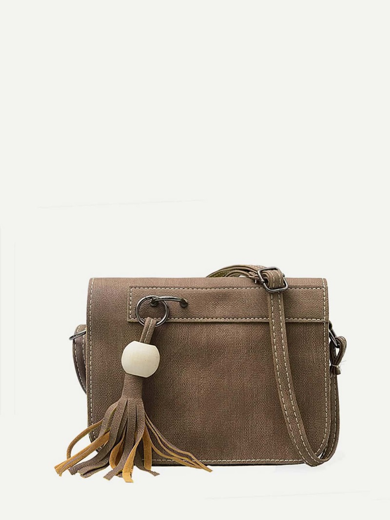 

Tassel Detail Faux Leather Crossbody Bag