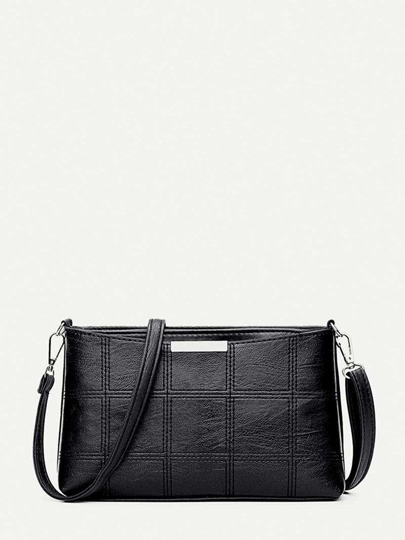 

Whipstitch Design PU Shoulder Bag, Black