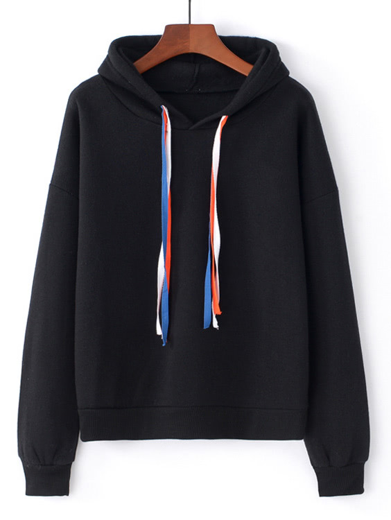 

Colorful Drawstring Hoodie, Black