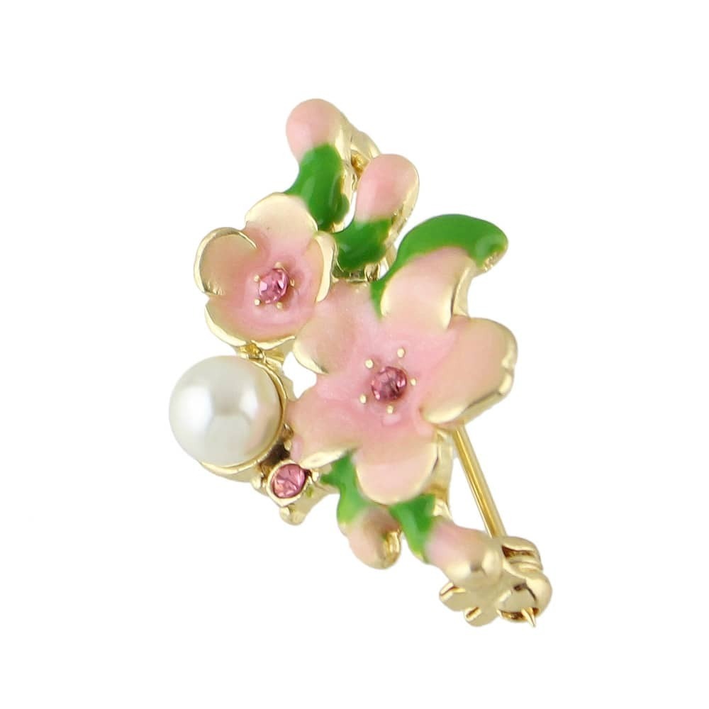 

Enamel Rhinestone Simulated Pearl Flower Brooch, Multicolor