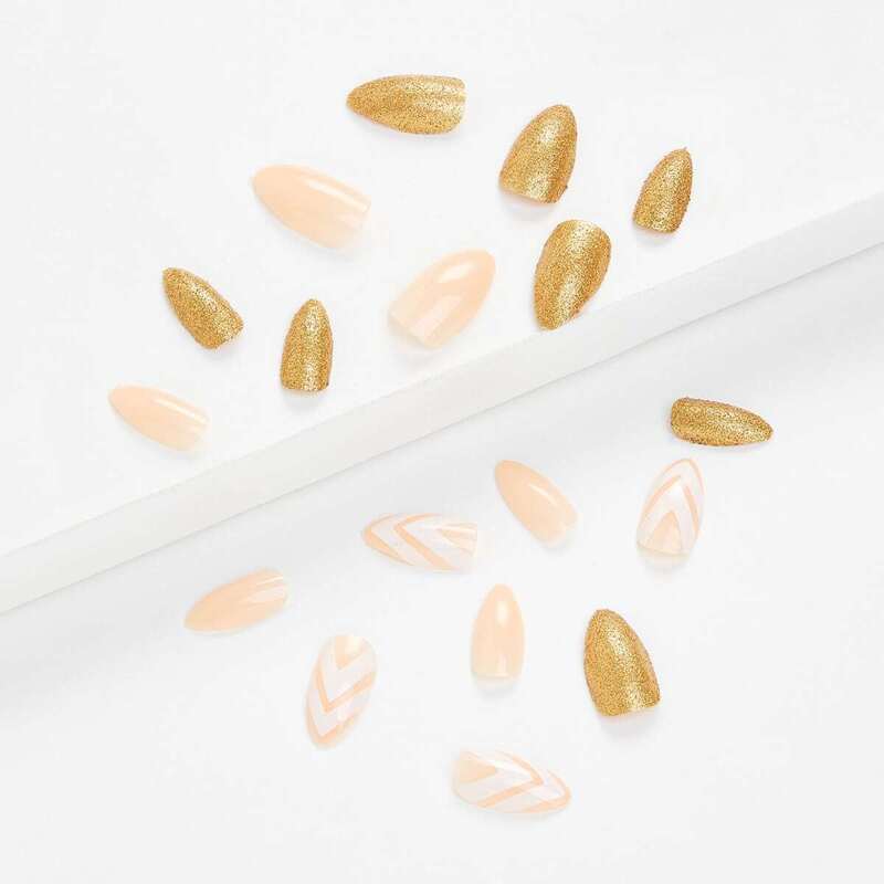 

Glitter Almond False Nail 10pcs, Multicolor