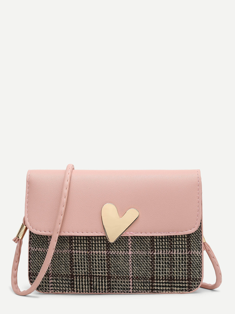 

Heart Detail Flap Crossbody Bag, Multicolor