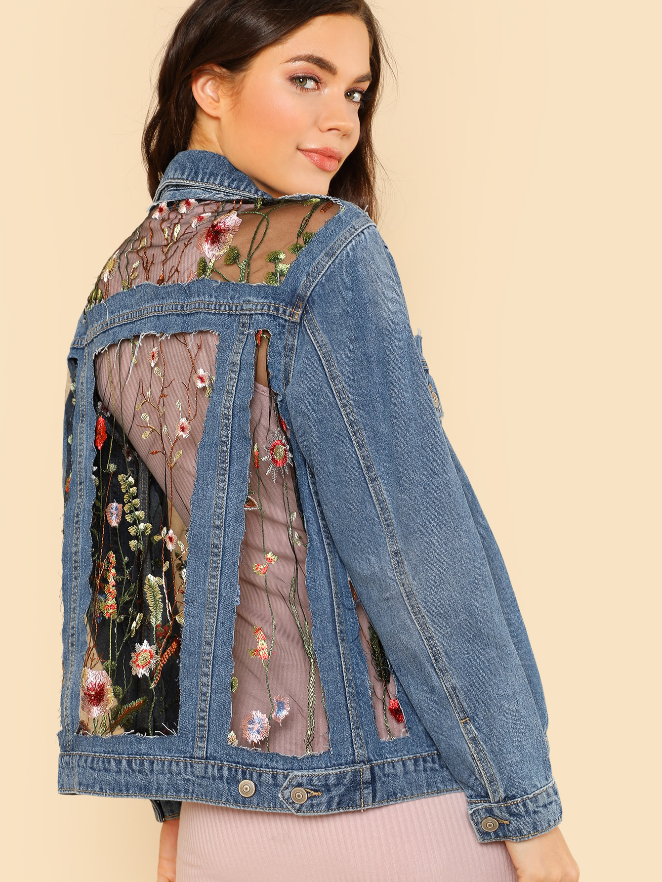 mesh denim jacket