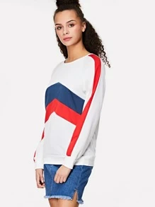 Striped Color Block Top - White - View 4
