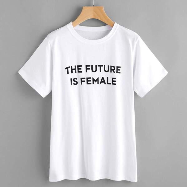 

Slogan Print Tee, White