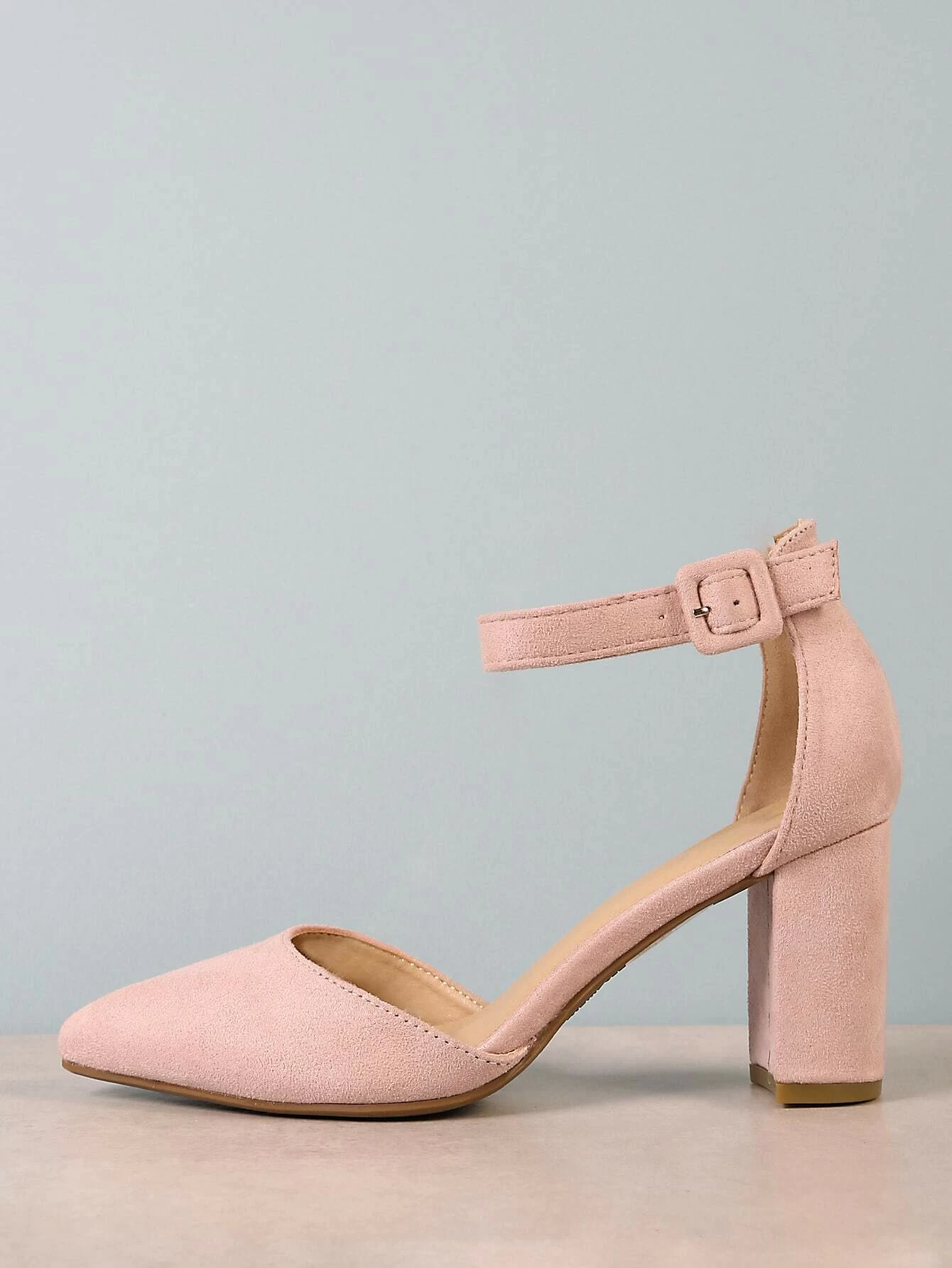 dusty rose block heels