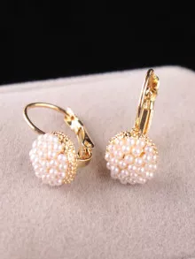 Dellgoo Faux Pearl Hoop Earrings 1pair - White - View 1