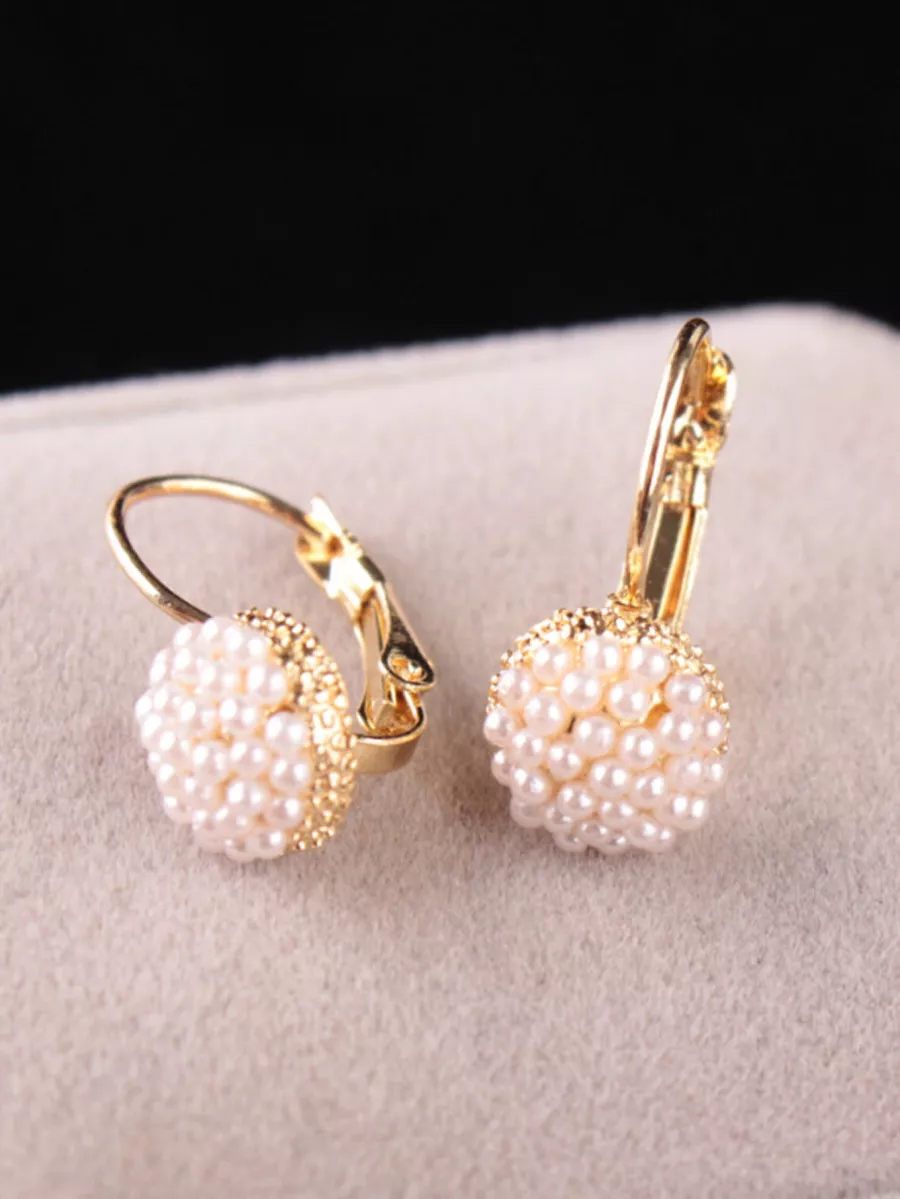 Dellgoo Faux Pearl Hoop Earrings 1pair - White - View 1