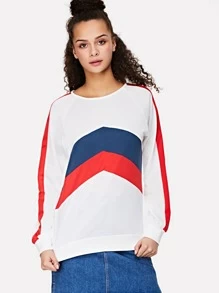 Striped Color Block Top - White - View 1