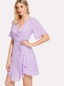 shein surplice wrap solid dress