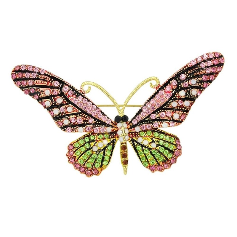 

Hotpink Rhinestone Butterfly Brooch, Multicolor