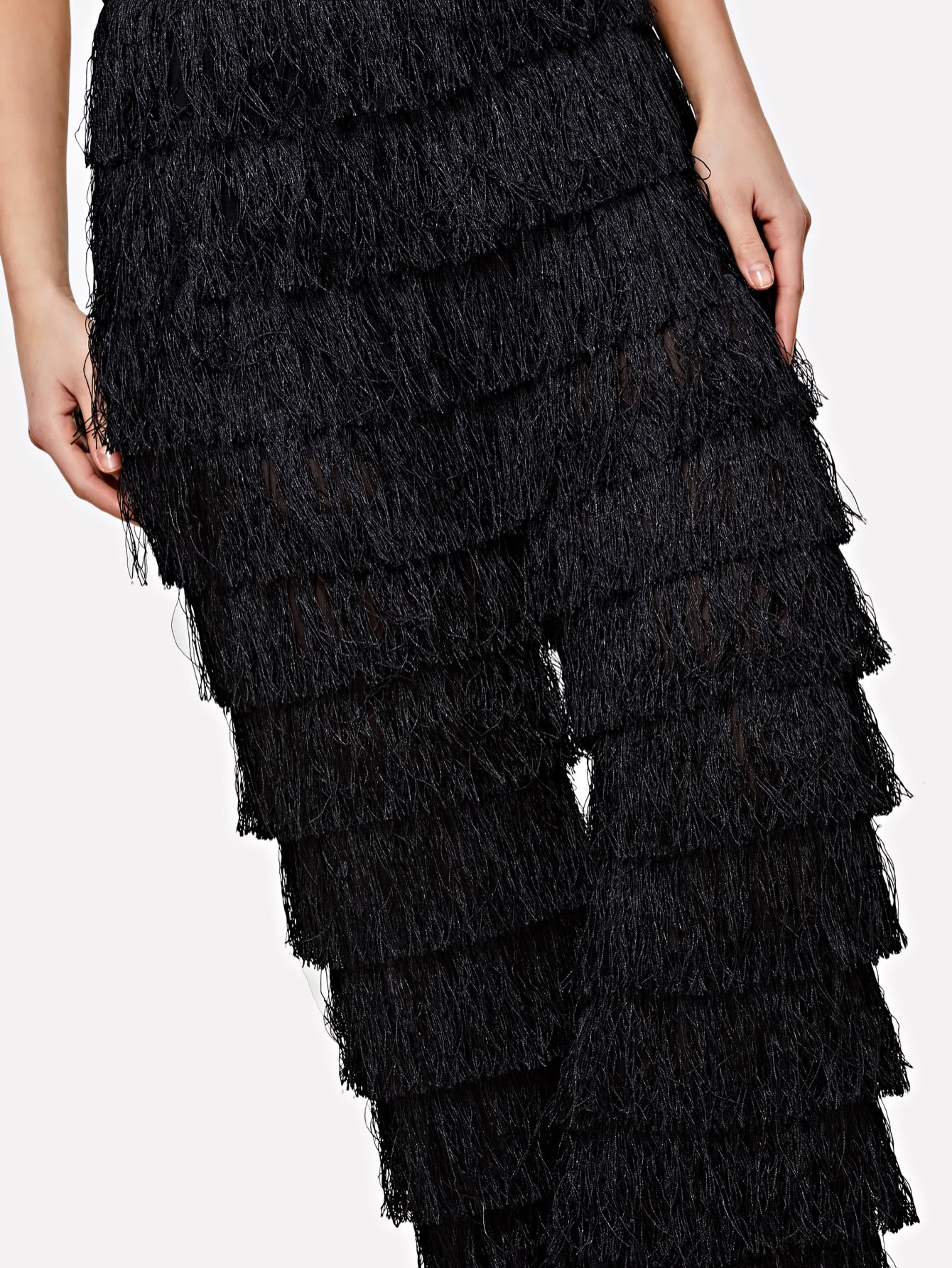 SHEIN Solid Layered Fringe Pants | SHEIN