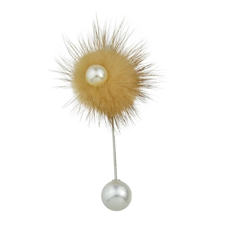 

Yellow Flannel Flower Ball Brooch