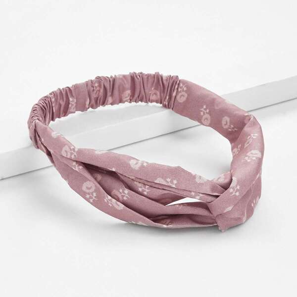 

Calico Print Twist Headband, Pink