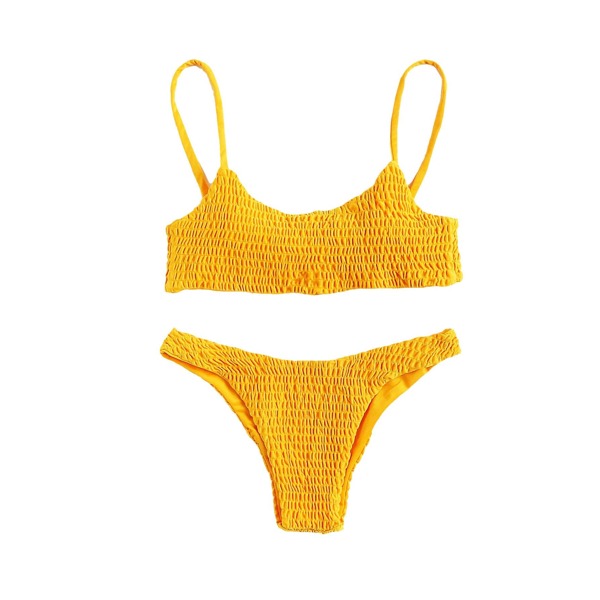 

Spaghetti Strap Top With Smocked Bikini, Bright mustard yellow