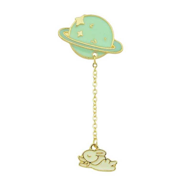 

Green Enamel Rabbit Astronaut Brooch