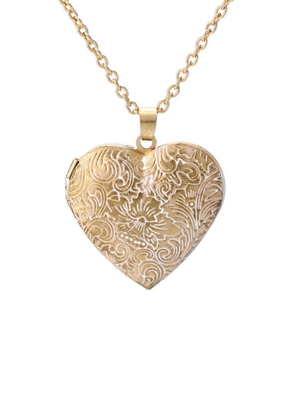 Engraved Heart Pendant Necklace Shein