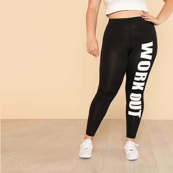 

Plus Slogan Print Leggings