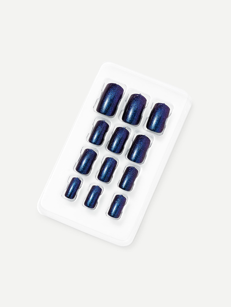 

Glitter Fake Nails 12pcs, Navy