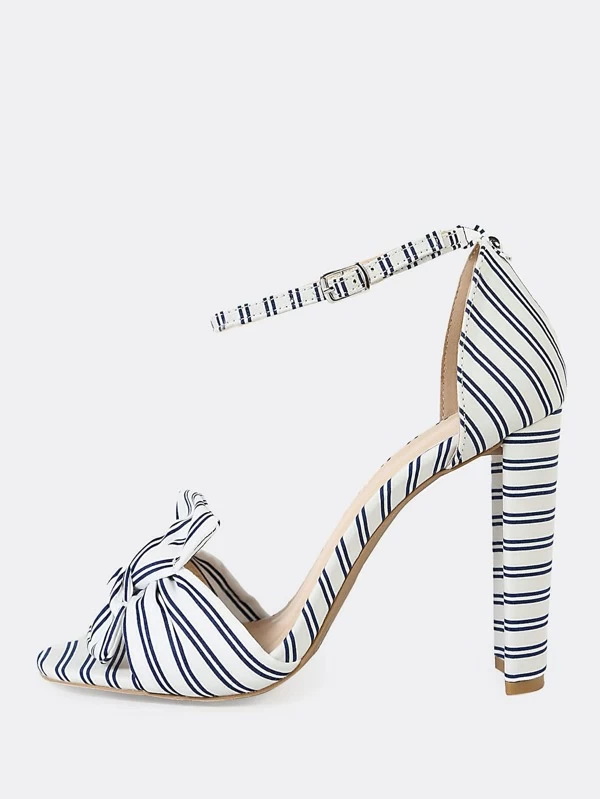 navy blue and white striped heels