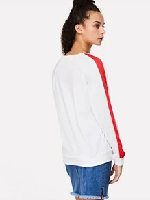 Striped Color Block Top - White - View 2
