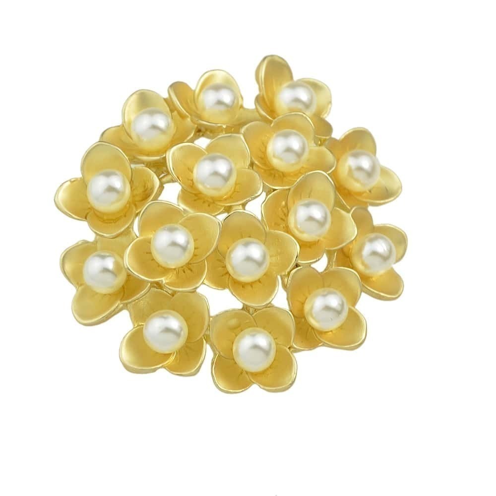 

Imitation Pearls Flower Brooch, Yellow