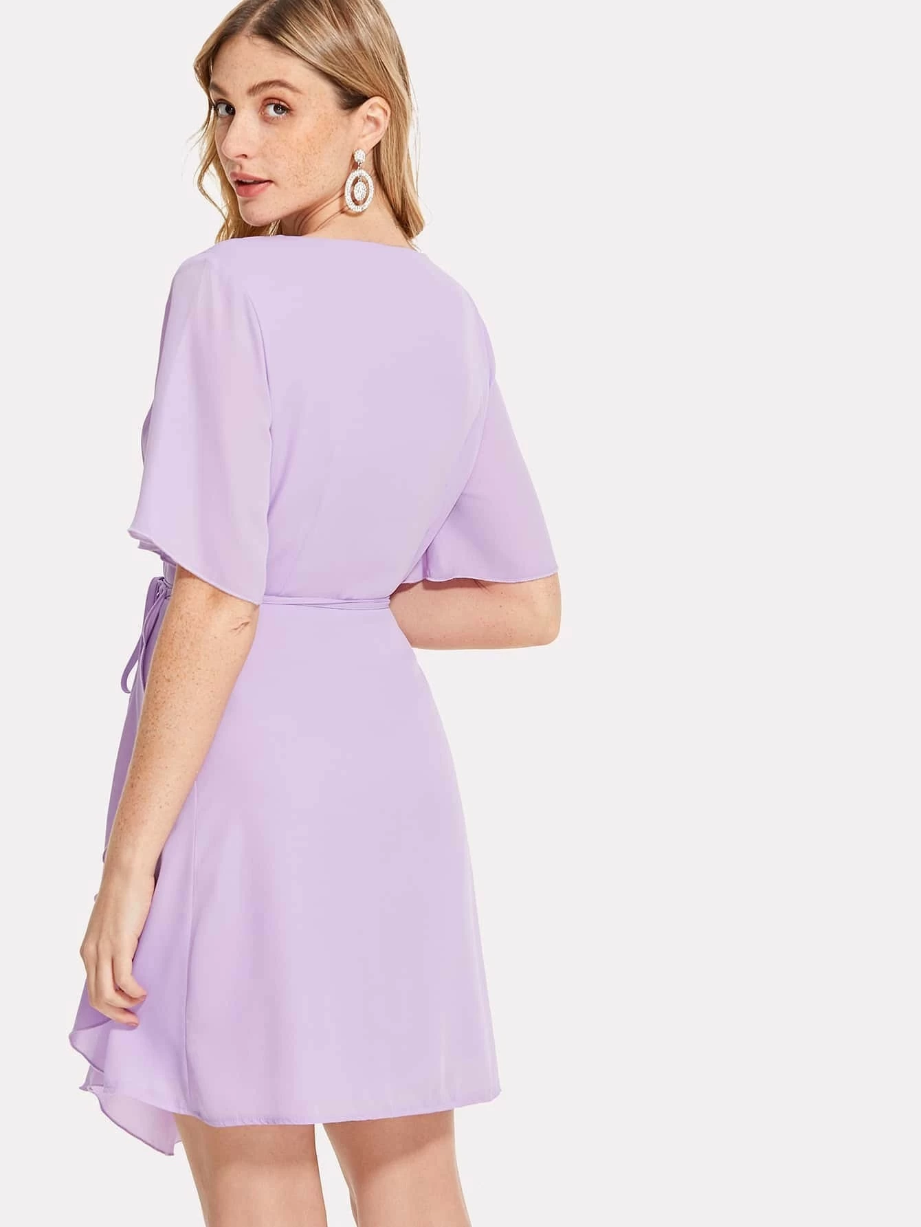 shein surplice wrap solid dress