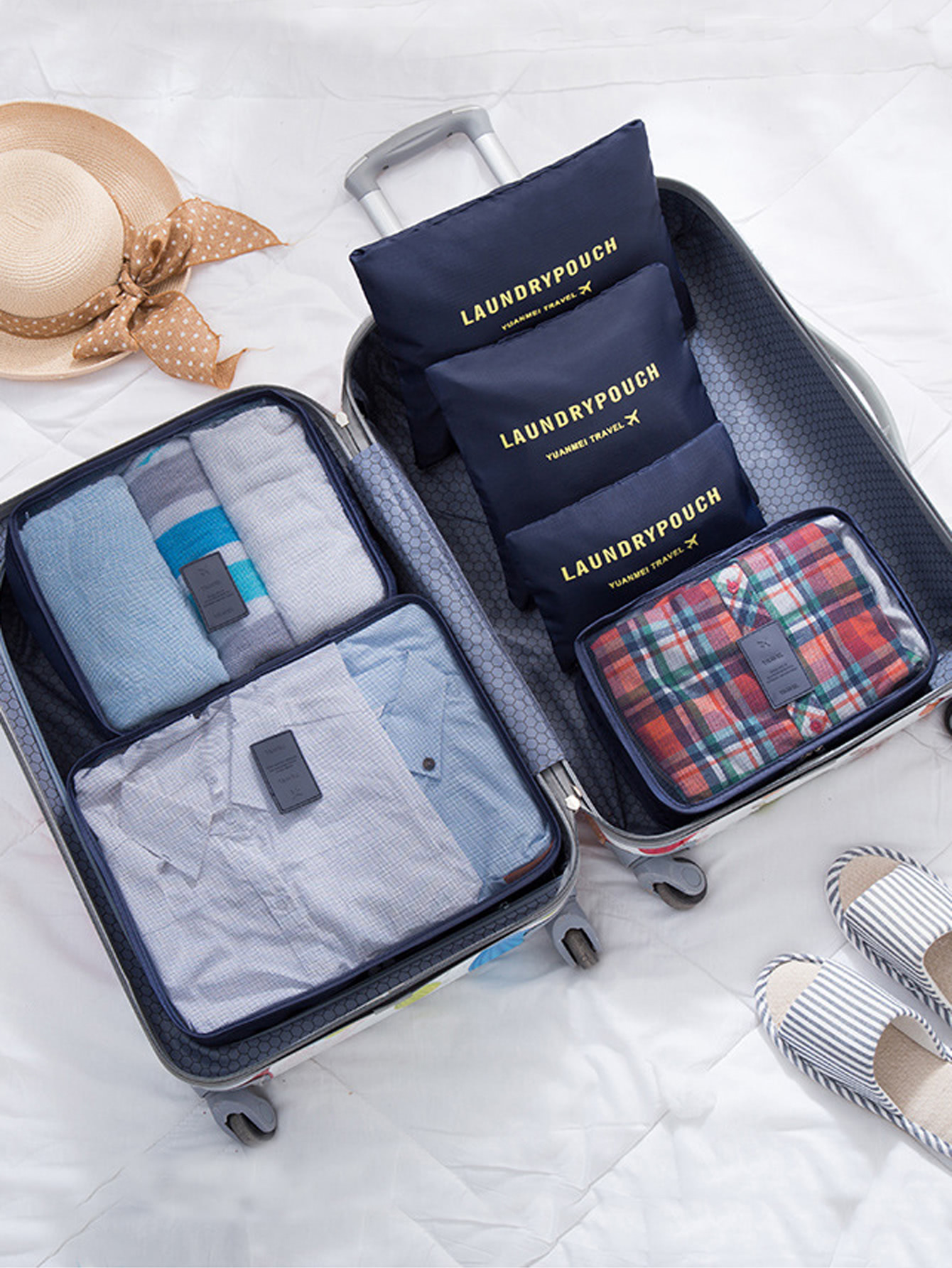 

6 Pcs Travel Bags Set Multifunctional Storage Bag, Navy