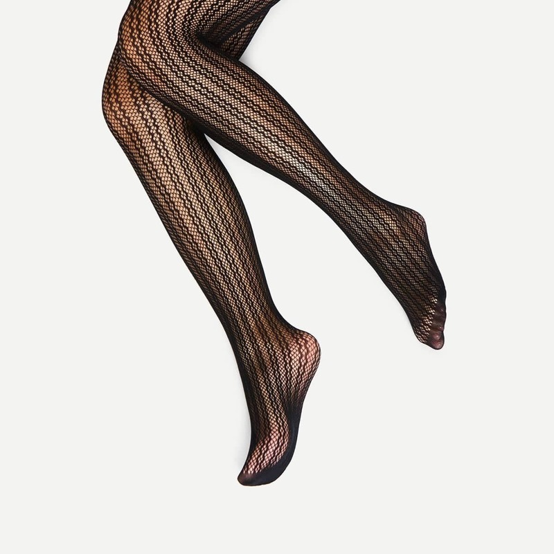 

Hollow Design Pantyhose Stockings, Black