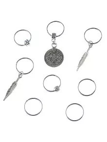 8 Piezas De Anillos De Pelo Con Detalles De - Plateado - Ver 4