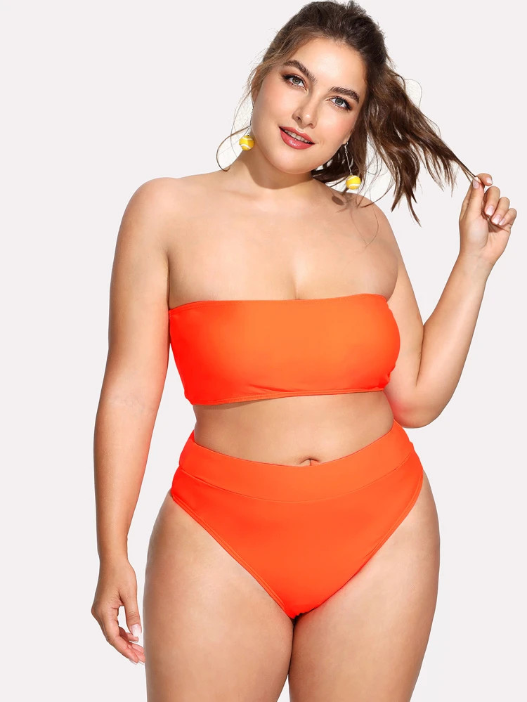 neon orange bandeau bikini
