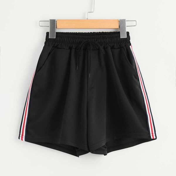 

Striped Side Drawstring Waist Shorts