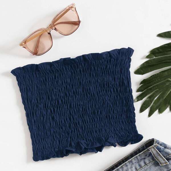 

Shirring Bandeau Top, Navy