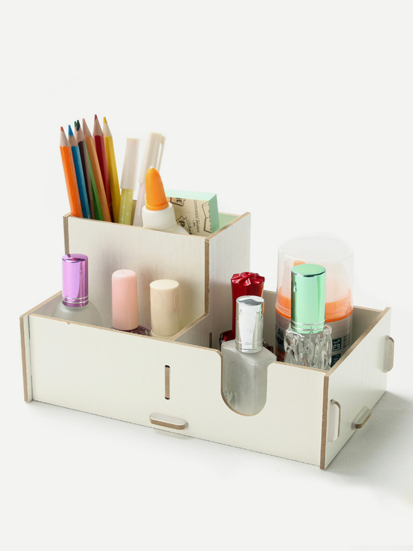 

Wooden Desk Cosmetic Makeup Organizer, White