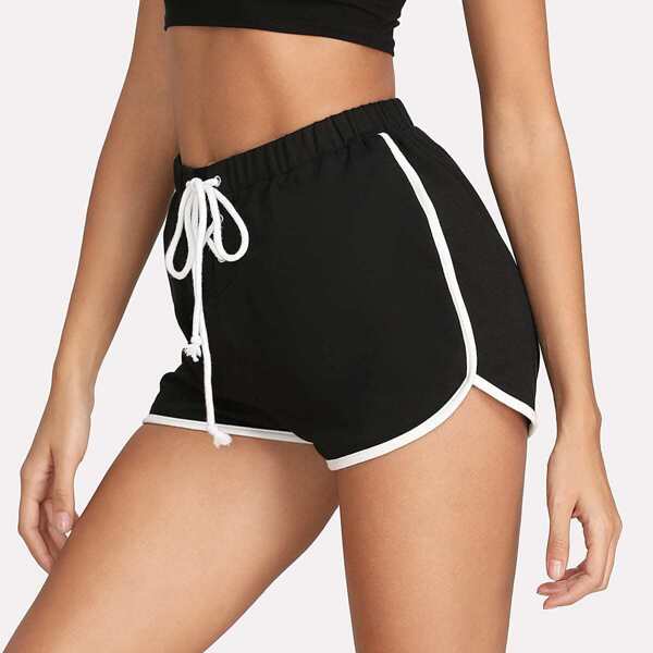 

Contrast Binding Drawstring Sleep Shorts