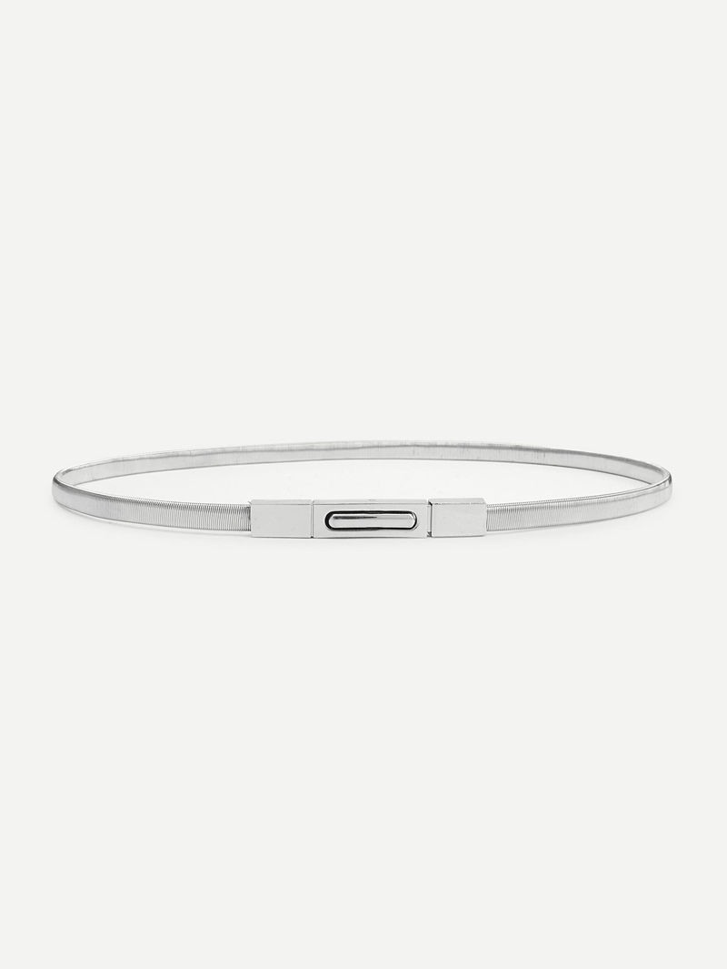 

Metallic Skinny Belt, Silver